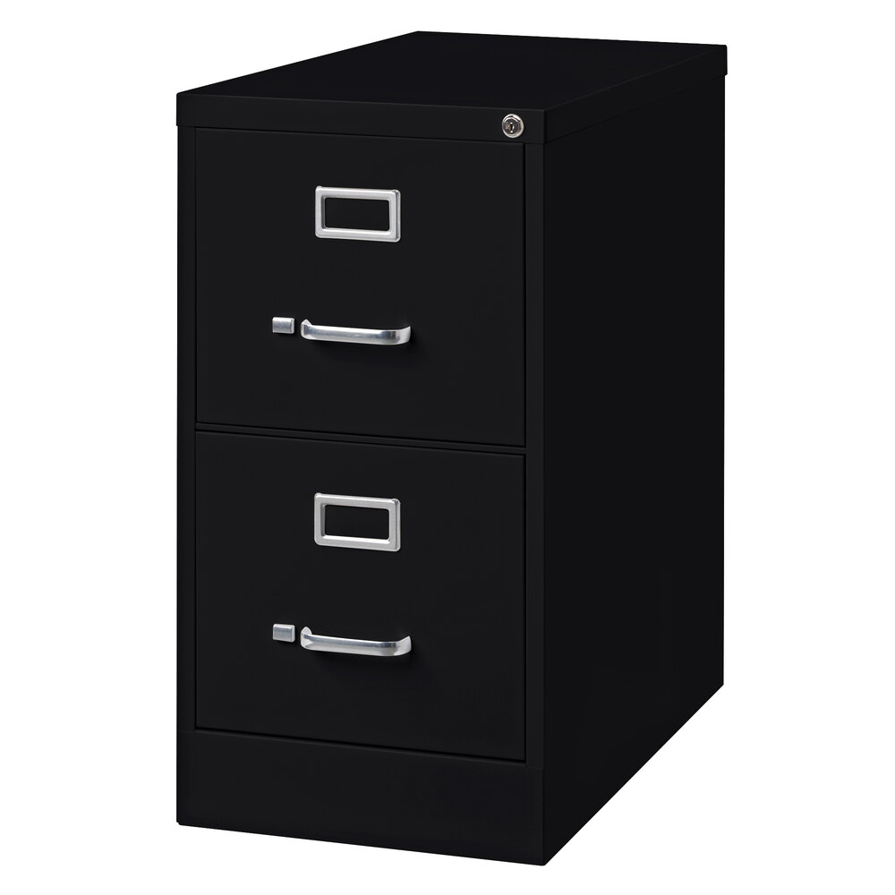 Hirsh Industries 14416 Black Two-Drawer Vertical Letter File Cabinet - 15" x 26 1/2" x 28 3/8"