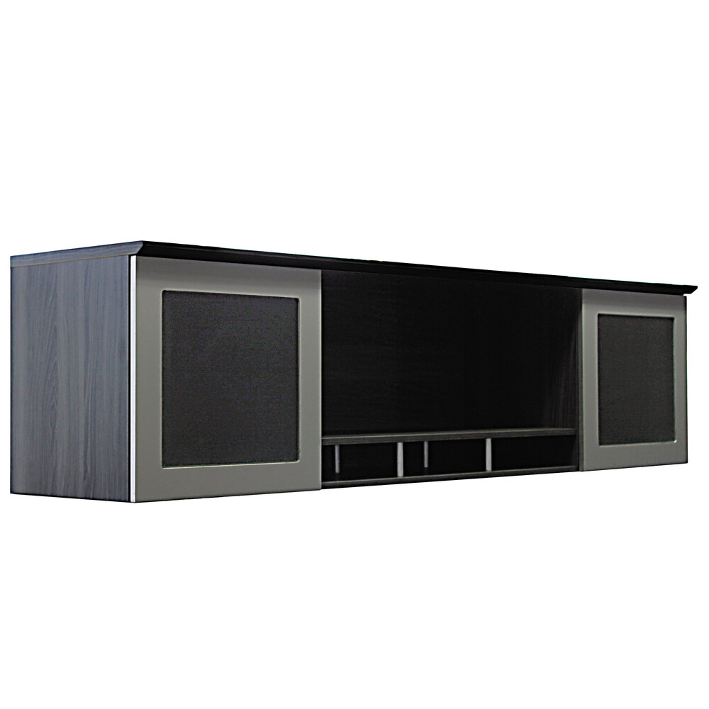 Safco MNH72LGS Medina Gray Steel Laminate Hutch with Two Glass Doors and Two Open Compartments - 72" x 15" x 18 1/4"