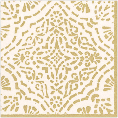 Caspari Paper Linen Dinner Napkins, Annika in Ivory & Gold - 2 Packs (17301DG)