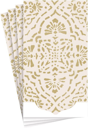 Caspari Die-Cut Paper Linen Guest Towel, Annika in Ivory & Gold - 1 Pack (17301GGDC)