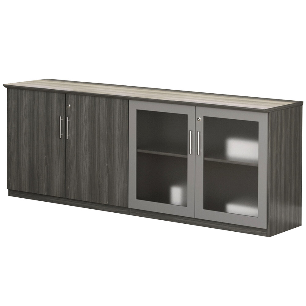 Safco MVLCDLGS Medina Mirella 72" x 20" x 29 1/2" Gray Steel Low Wall Cabinet Doors - 2 Solid and 2 Glass - 4/Set