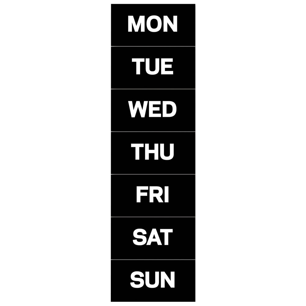 MasterVision BVCFM1007 2" x 1" Days of the Week (Sun-Sat) Black Board Magnets