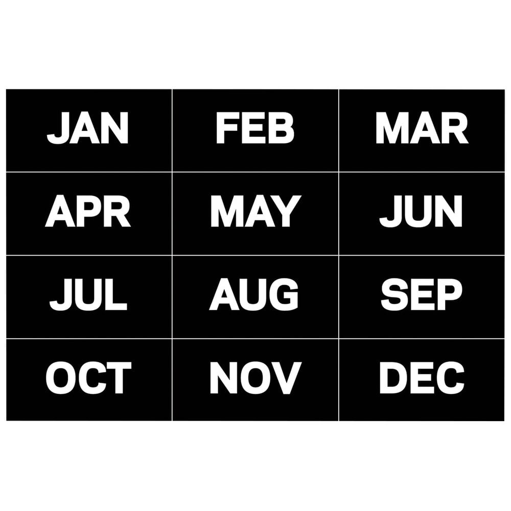 MasterVision BVCFM1108 2" x 1" Months of the Year (Jan-Dec) Black Board Magnets