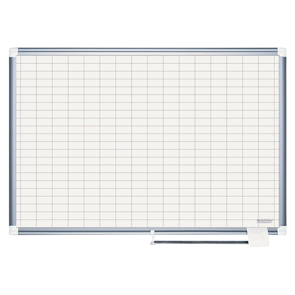 MasterVision CR0830830 36" x 48" White Grid Porcelain Dry Erase Planning Board - 1" x 2" Grid