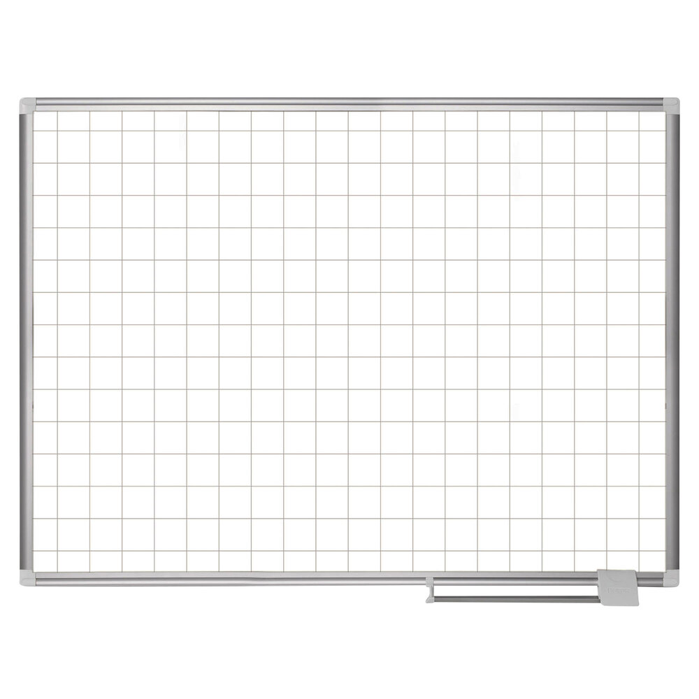 MasterVision CR0895830 36" x 48" White Grid Porcelain Dry Erase Planning Board - 2" x 2" Grid
