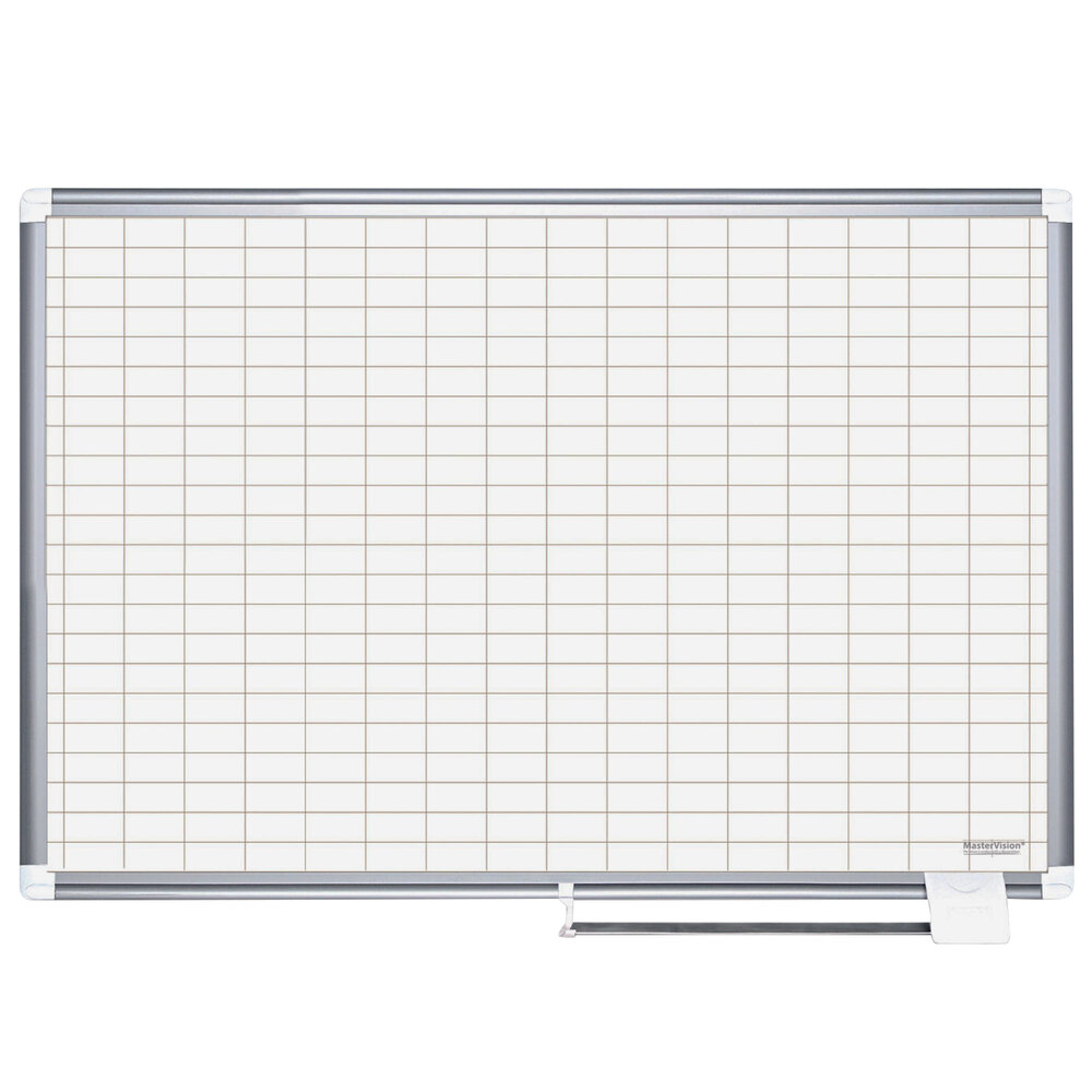 MasterVision CR0830830A 36" x 48" White Grid Porcelain Dry Erase Planning Board with Accessories - 1" x 2" Grid
