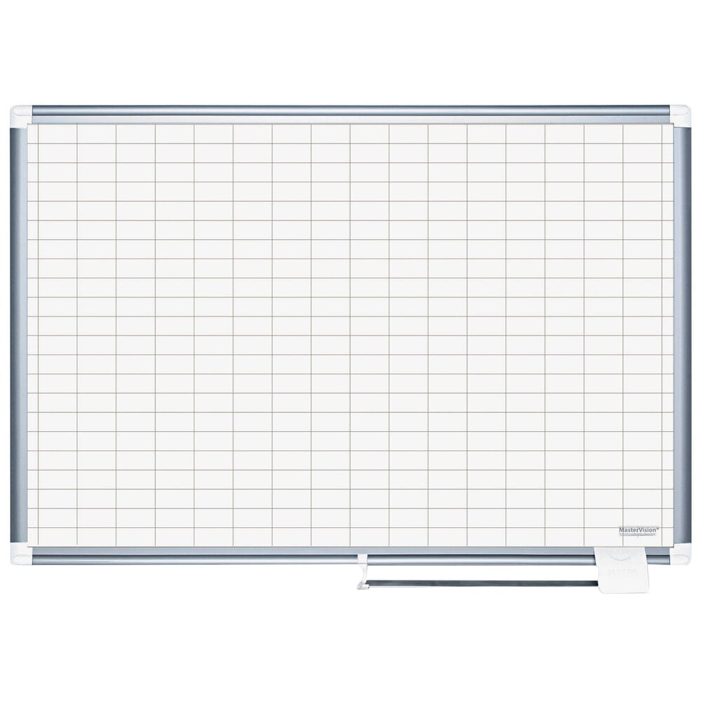 MasterVision CR1230830 48" x 72" White Grid Planner Porcelain Dry Erase Planning Board - 1" x 2" Grid