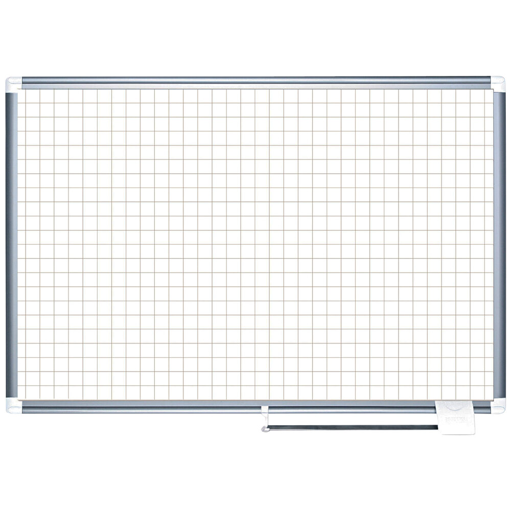 MasterVision BVCMA2747830 48" x 72" White Grid Dry Erase Planning Board - 1" x 1" Grid