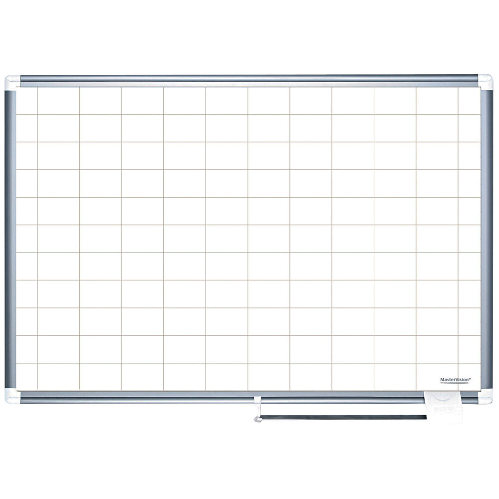 MasterVision BVCMA2793830 48" x 72" White Grid Dry Erase Planning Board - 2" x 3" Grid