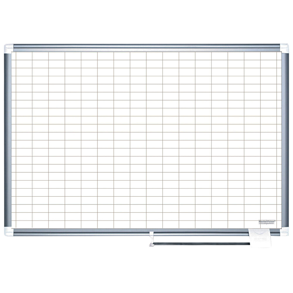 MasterVision BVCMA2792830A 48" x 72" White Grid Dry Erase Planning Board with Accessories - 1" x 2" Grid
