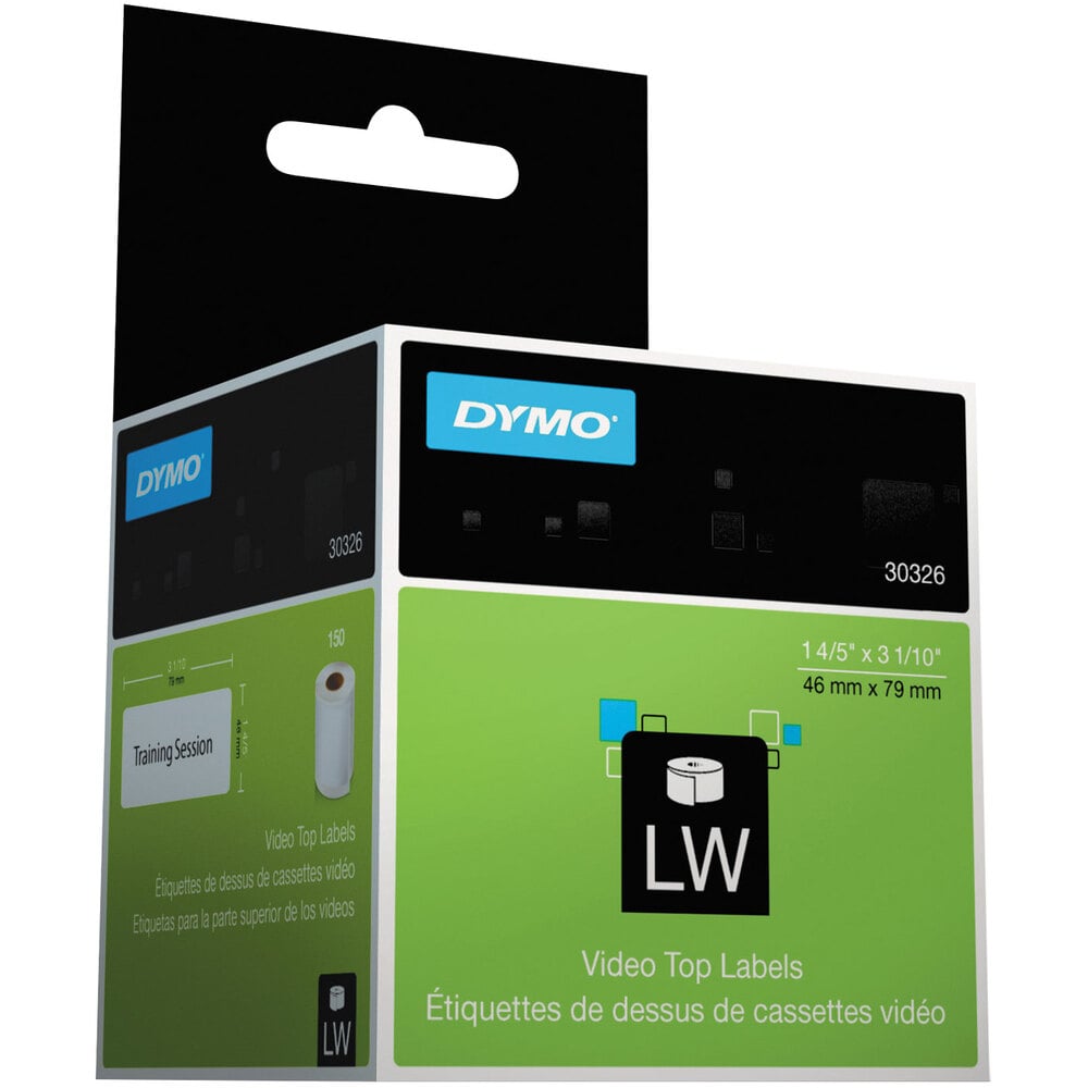 DYMO 30326 LabelWriter 1 13/16" x 2 1/8" White VHS Top Self-Adhesive Label Roll - 150/Roll