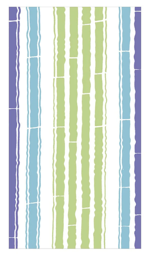 Caspari Guest Towel Paper Napkins, Bamboo Stripe Blue & Green- 2 Packs (17470G)