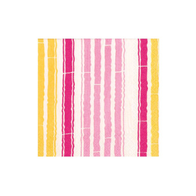 Caspari Paper Beverage Napkins, Bamboo Stripe in Fuchsia & Pink - 2 Packs (17471C)