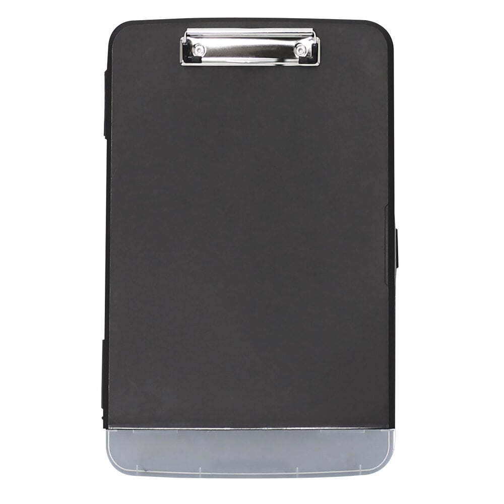 Universal UNV40319 1/2" Capacity 8 1/2" x 11" Black Storage Clipboard with Pen Compartment