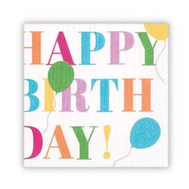 Caspari Paper Luncheon Napkins, Birthday Surprise White - 2 Packs (17491L)