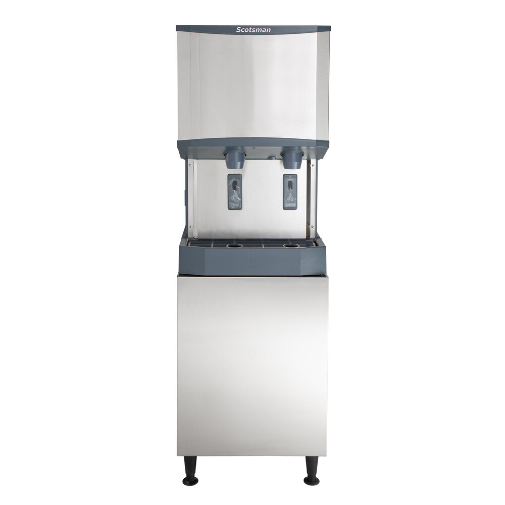 Scotsman HID525A-1 Meridian® 21 1/4" Air Cooled Nugget Ice Machine with 25 lb. Bin, Water Dispenser, and Equipment Stand - 115V, 500 lb.