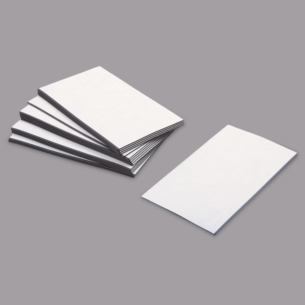 Zeus 66200 3 1/2" x 2" White Adhesive Coated Business Card Magnet  - 25/Pack