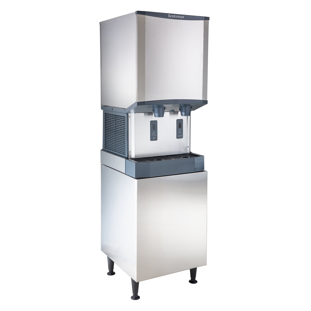 Scotsman HID540A-1 Meridian® 21 1/4" Air Cooled Nugget Ice Machine with 40 lb. Bin, Water Dispenser, and Equipment Stand - 115V, 500 lb.