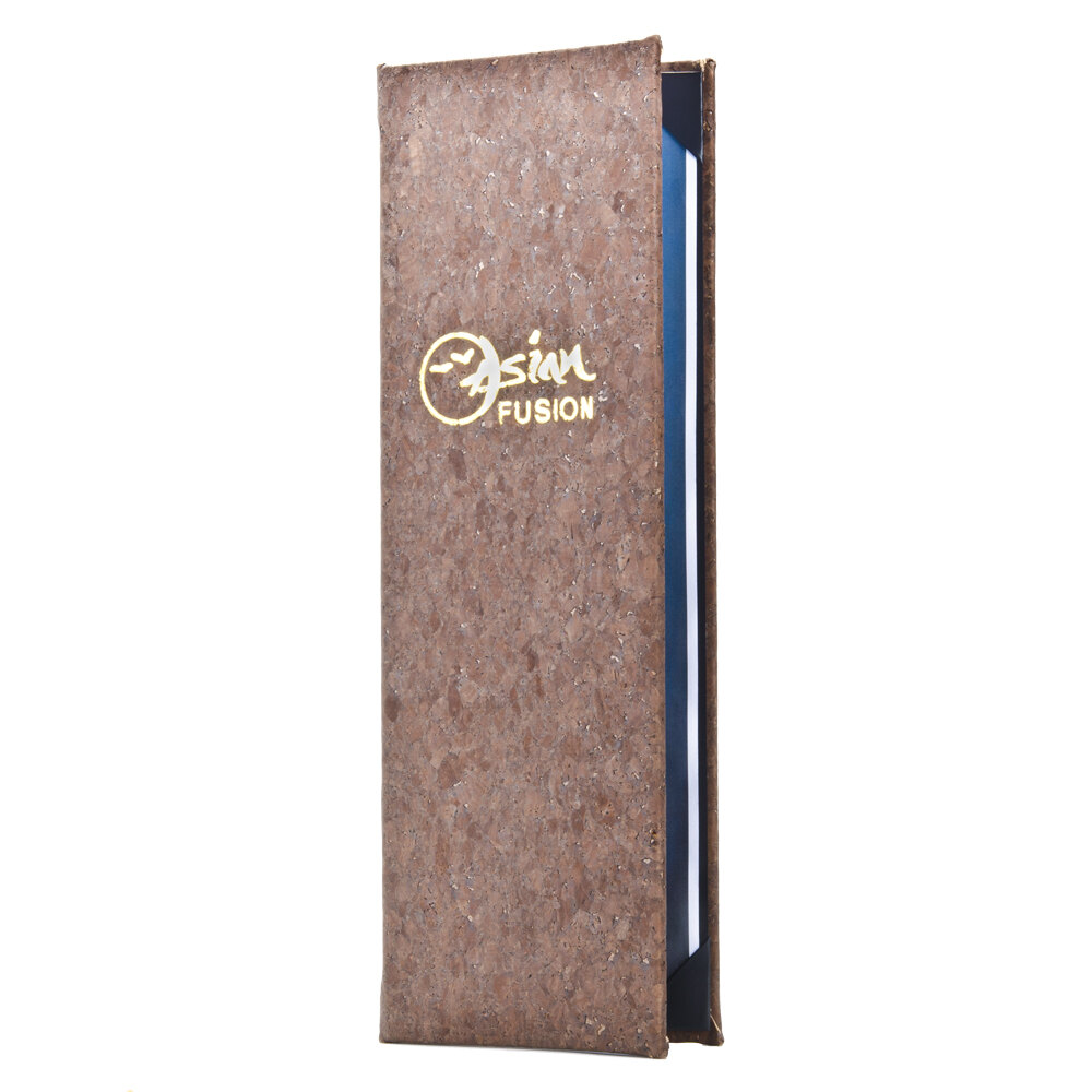 Menu Solutions CO620BD-DB 4 1/4" x 14" Customizable Dark Cork 2 View Menu Cover