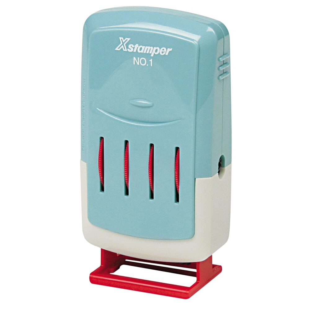 Xstamper 52111 VersaDater 1" x 5/32" Red Pre-Inked Date, FAX'D, PAID, and REC'D Message Stamp