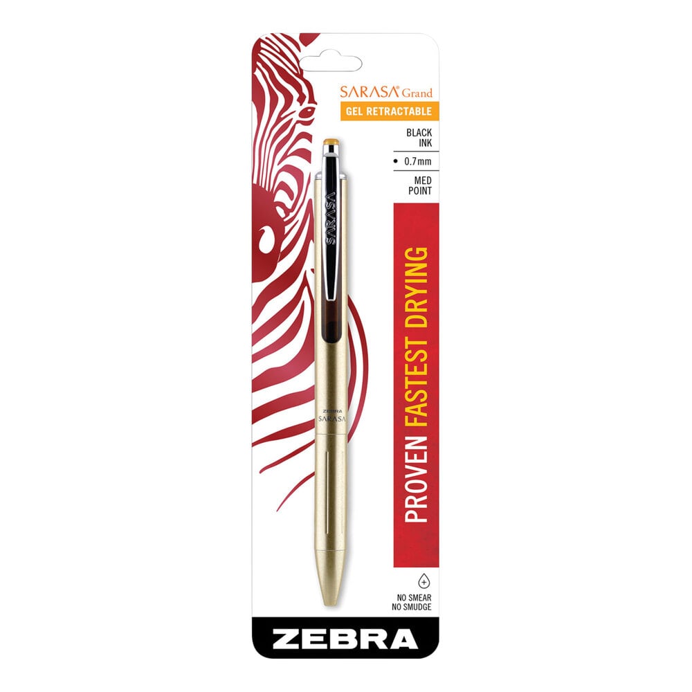 Zebra 45511 Sarasa Black Ink with Gold Barrel 0.7mm Retractable Gel Pen