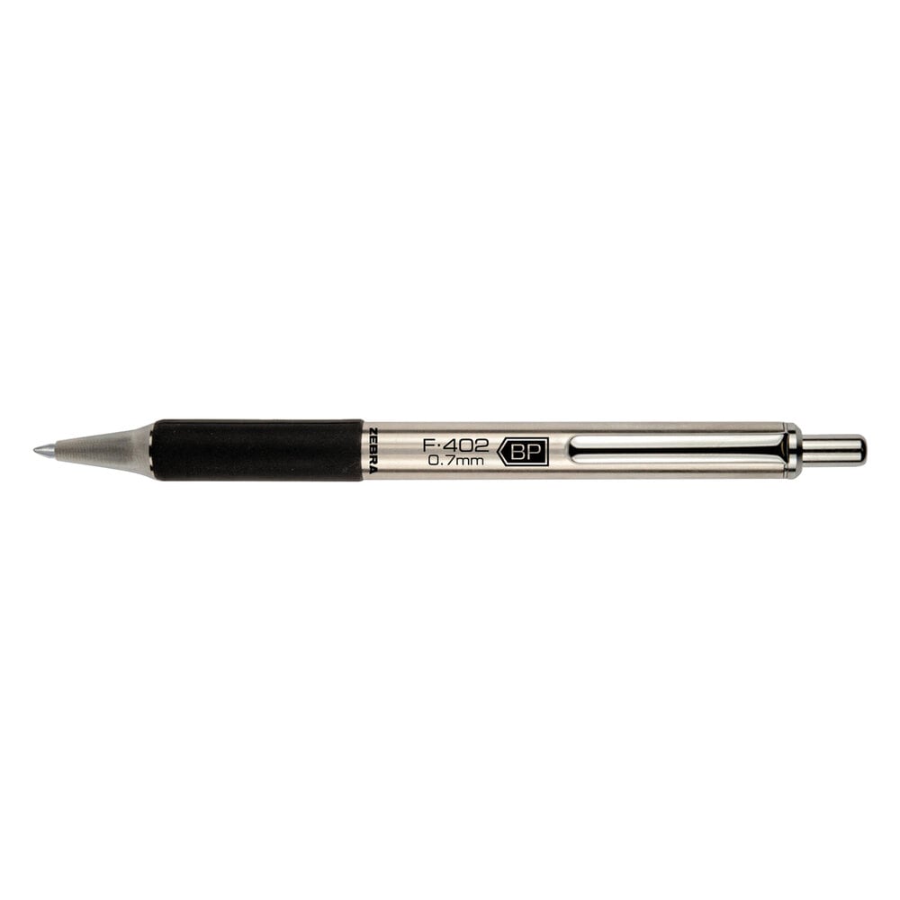 Zebra 29210 F-402 Black Ink with Stainless Steel Barrel 0.7mm Retractable Ballpoint Pen
