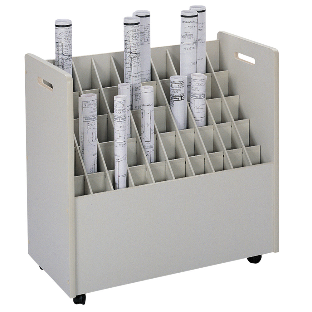 Safco 3083 30 1/4" x 15 3/4" x 29 1/4" Putty 50-Compartment Laminate Mobile Roll File