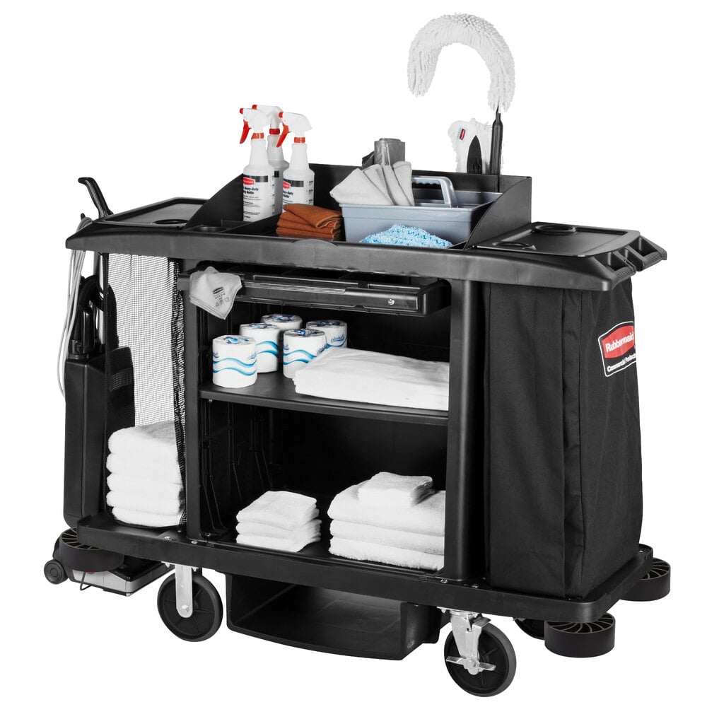 Rubbermaid® FG618900BLA Full Size Housekeeping Cart