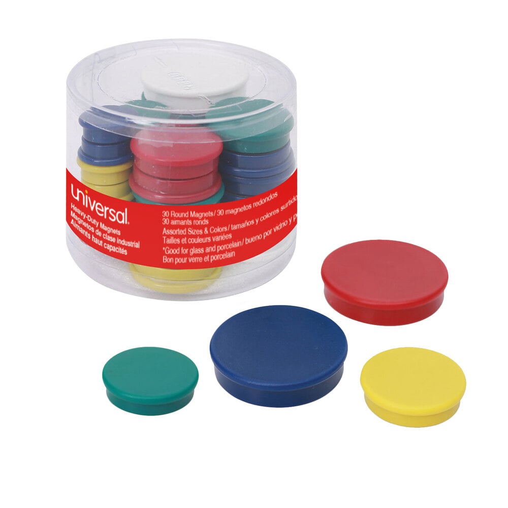 Universal UNV31251 Assorted Size Assorted Color High-Intensity Magnets - 30/Pack
