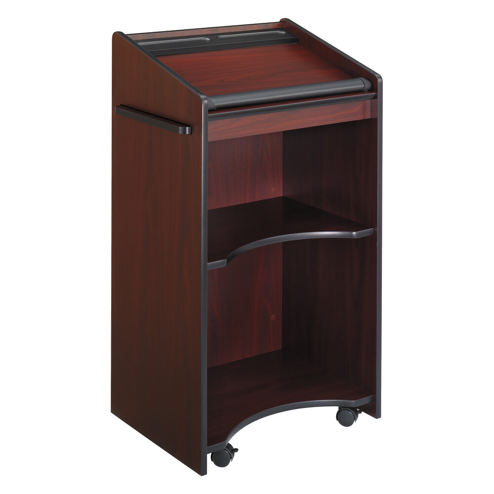 Safco 8918MH 25 1/4" x 19 3/4" x 46" Mahogany Executive Mobile Lectern