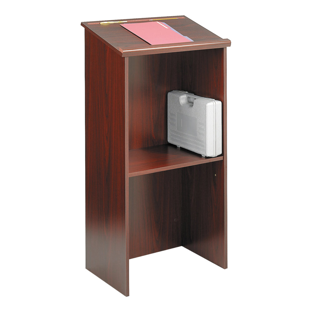 Safco 8915MH 23" x 15 3/4" x 46" Mahogany Stand-Up Lectern