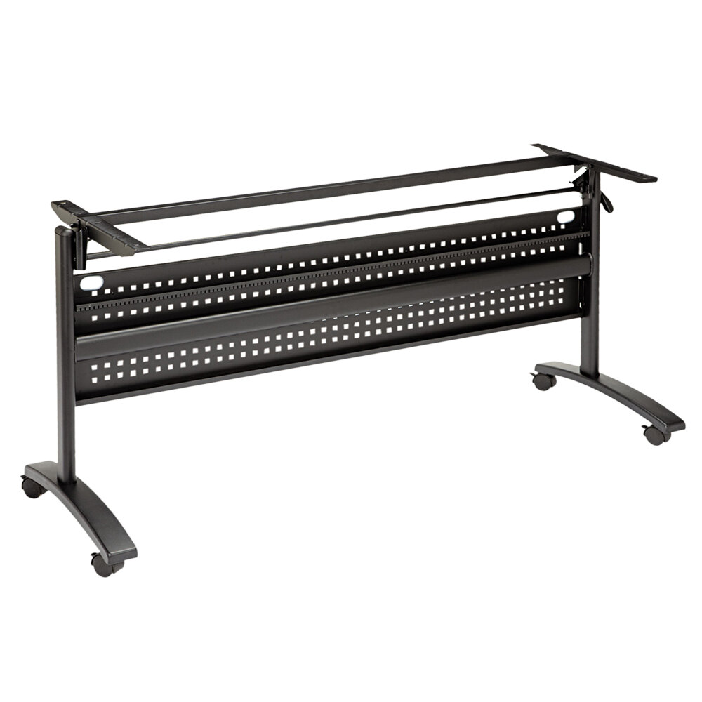 Alera ALEVA737260BK Valencia Series 58" x 19 3/4" Black Flip Training Table Base with Modesty Panel