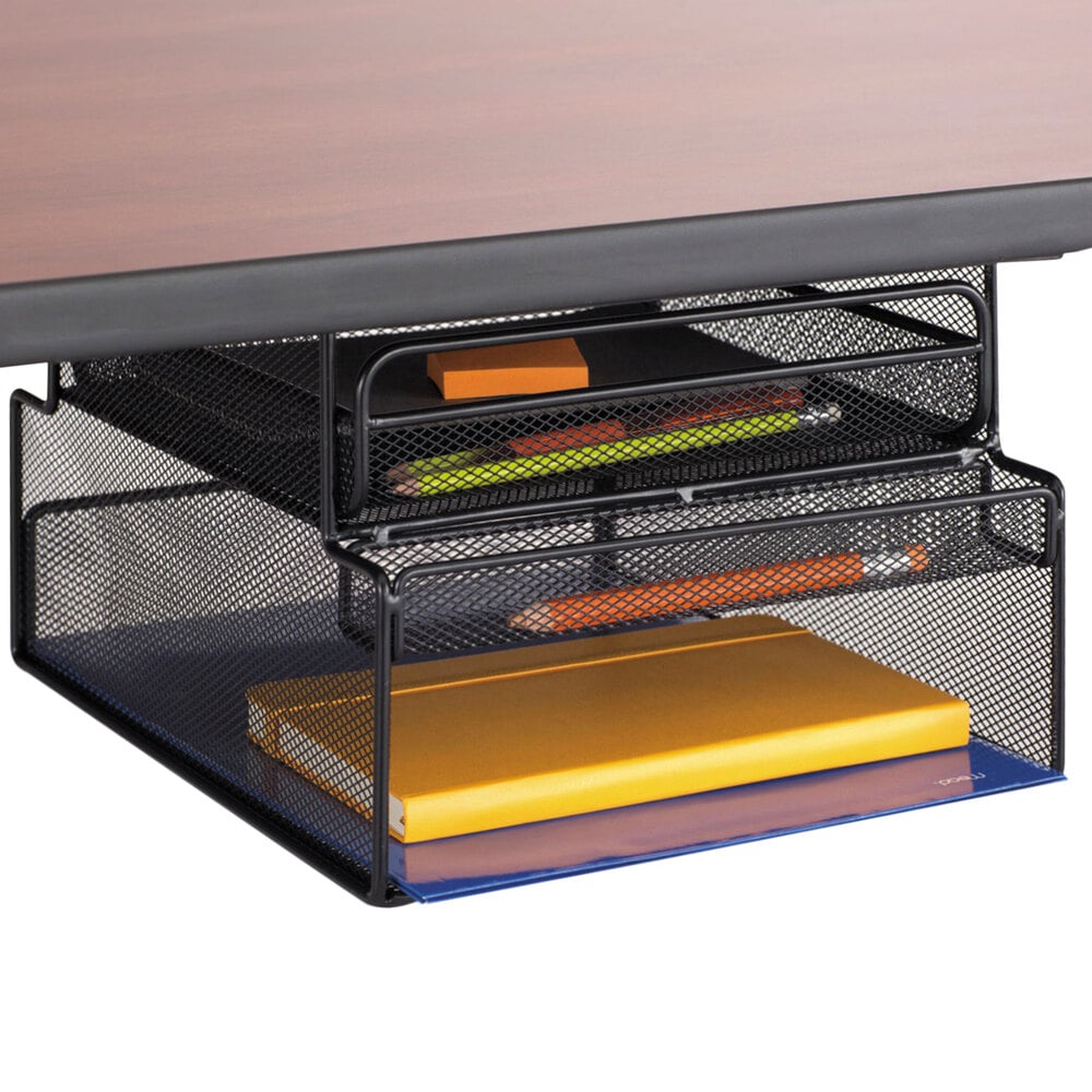 Safco 3244BL 12 1/3" x 10" x 7 1/4" Onyx Black Mountable Hanging Storage