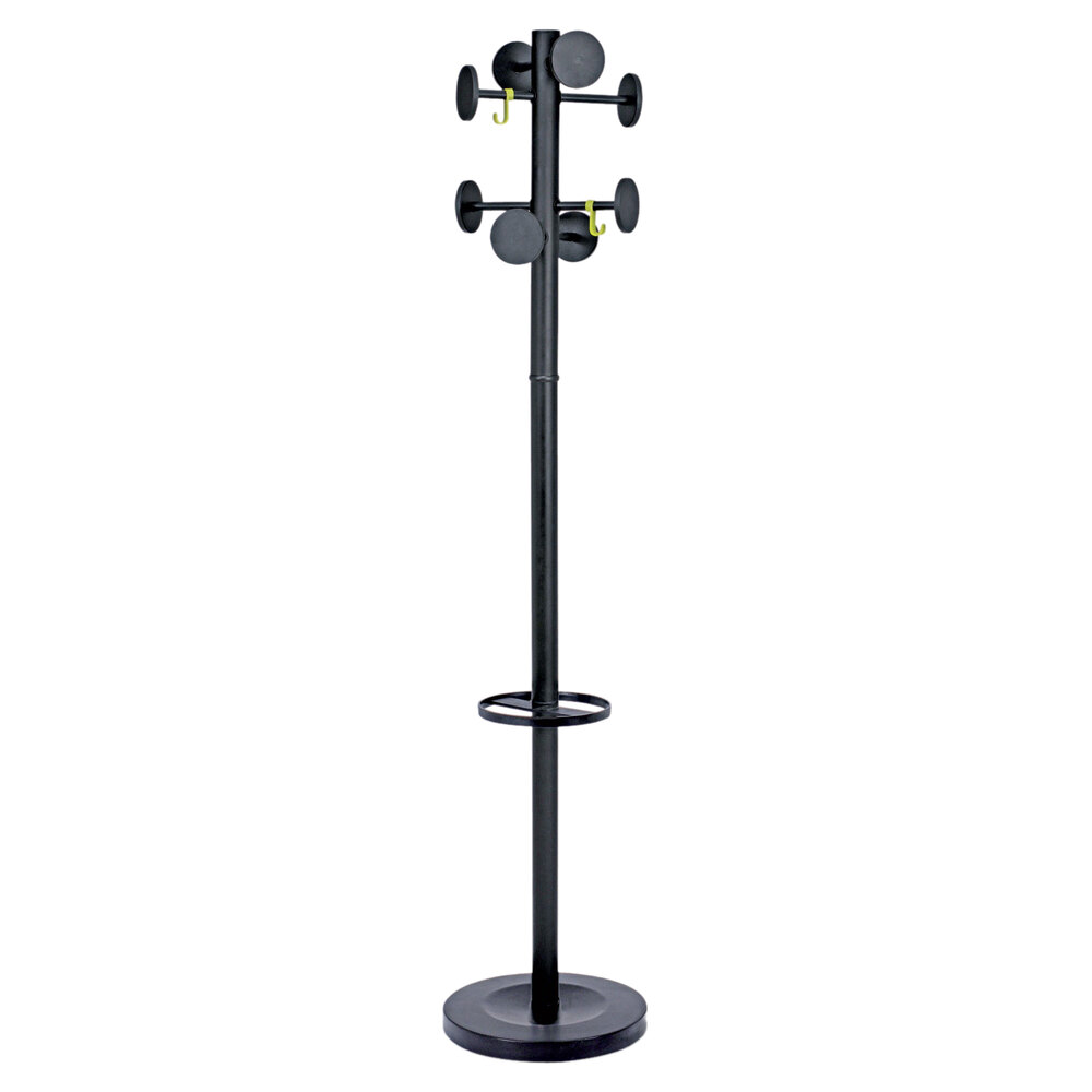 Alba PMSTAN3N 70" Black Steel Coat Rack with Umbrella Holder