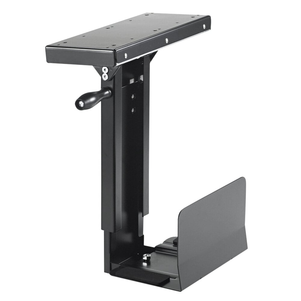 Safco 2175 Ergo-Comfort 9" x 13 1/2" x 17 1/2" Black Under CPU Swivel-Mount Stand