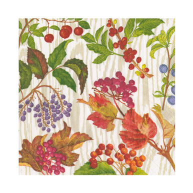 Caspari Paper Luncheon Napkins, Taupe Berry Botanical - 2 Packs (17740L)