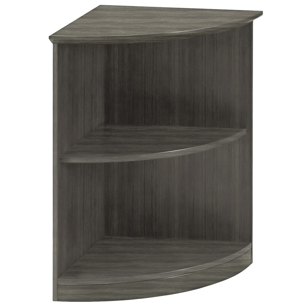 Safco MVBQ2LGS Medina Series 20" x 20" x 29 1/2" Gray Steel Quarter Round Two-Shelf Bookcase
