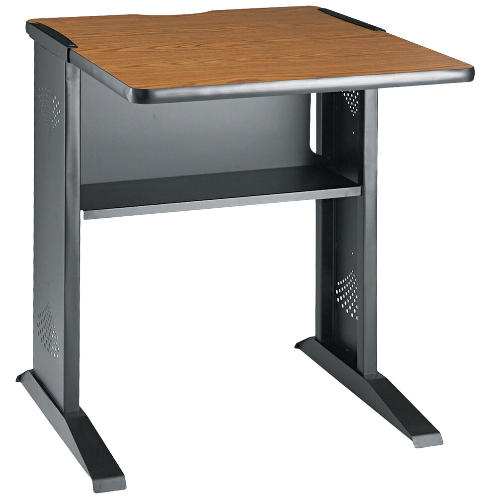 Safco 1934 23 1/2" x 28" x 30" Mahogany / Medium Oak Fax / Printer Stand with Reversible Top