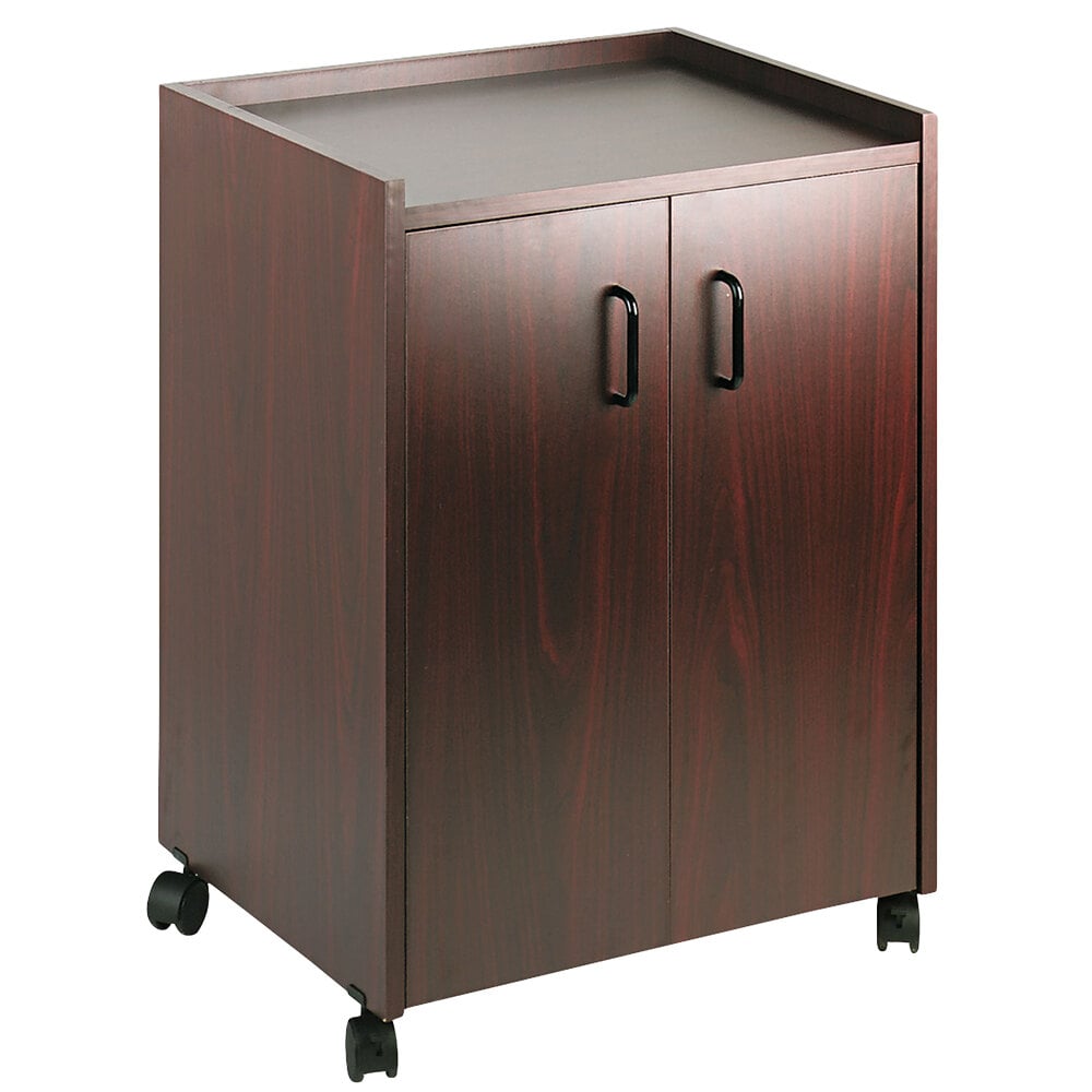 Safco 8953MH Mahogany Laminate Mobile Refreshment Center