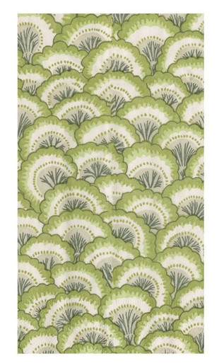 Caspari Paper Guest Towel Napkins, Green Pontchartrain Scallop - 2 Packs (17792G)
