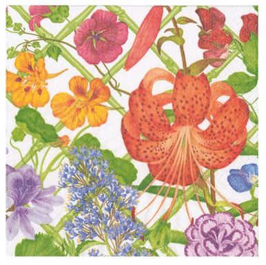 Caspari Paper Beverage Napkins, Floral Trellis - 2 Packs (17830C)