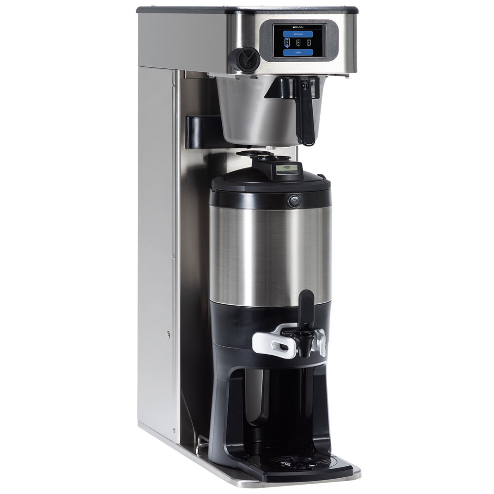 Bunn 54000.0100 ITCB Infusion High Volume Platinum Edition Black / Silver Single Automatic Combination Coffee / Tea Brewer - Dual Voltage