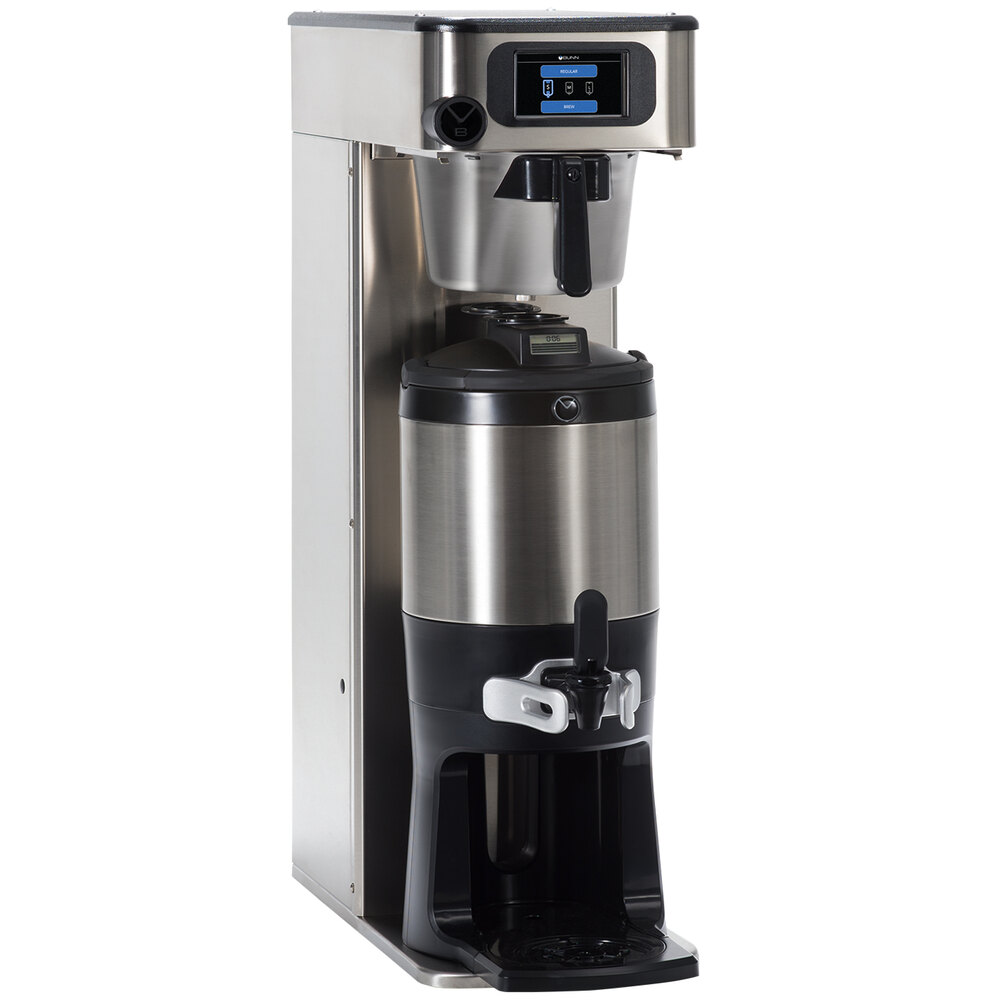 Bunn 53300.0101 ICB-DV Platinum Edition Infusion Series Black / Silver Single Tall Automatic Coffee Brewer - Dual Voltage