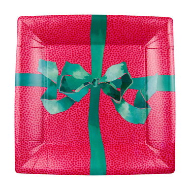 Caspari Square Paper Salad/Dessert Plates, Tied With A Bow - 2 Packs (18110SP)