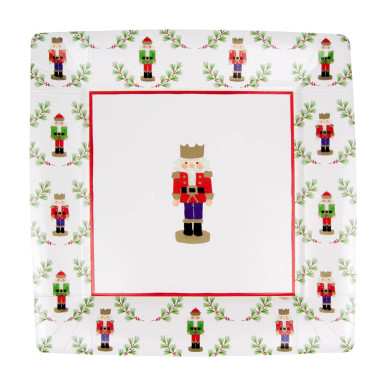 Caspari Square Paper Dinner Plates, Little Nutcracker - 2 Packs (18120DP)