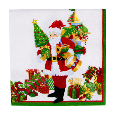 Caspari Paper Beverage Napkins, Mr. Claus - 2 Packs (18130C)