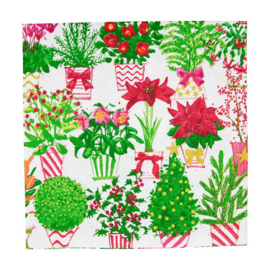 Caspari Paper Luncheon Napkins, Christmas Flower Market - 2 Packs (18140L)