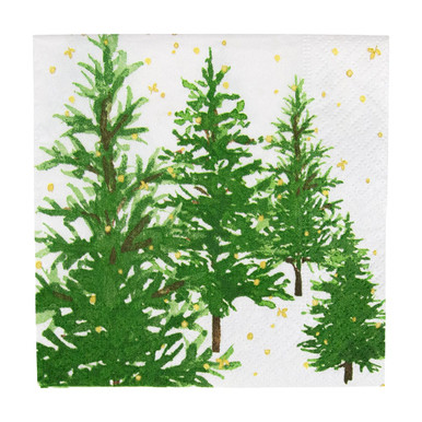 Caspari Paper Beverage Napkins, White Christmas - 2 Packs (18150C)