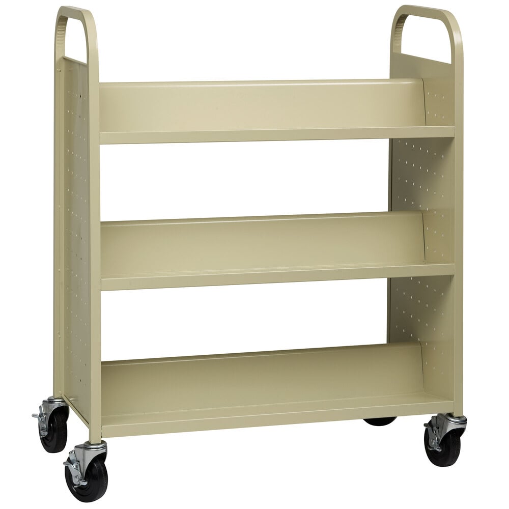 Hirsh Industries 21785 38" x 18" x 46 1/4" Putty 6-Shelf Book Cart