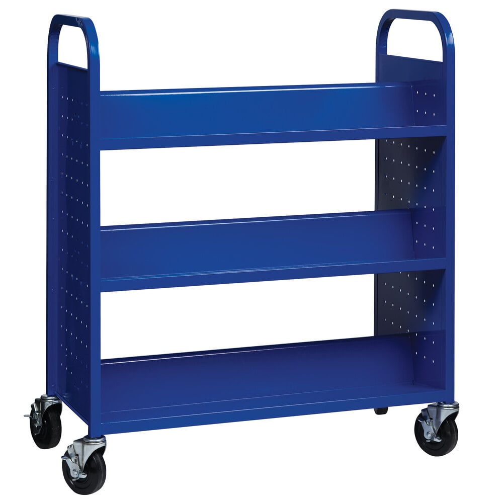 Hirsh Industries 21787 38" x 18" x 46 1/4" Blue 6-Shelf Book Cart